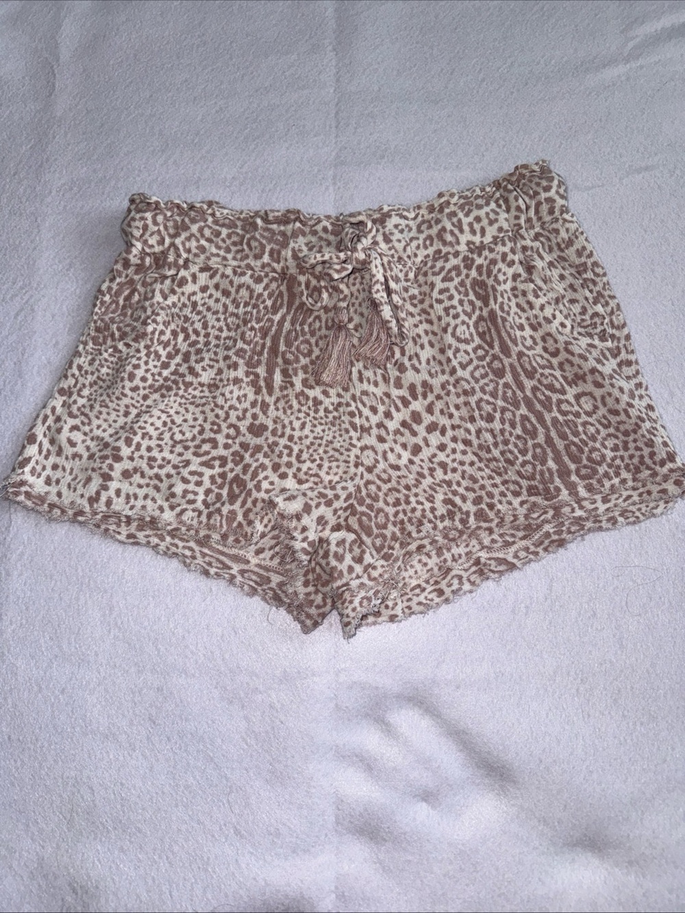 Rewash Pink & Cream Leopard Print Small Shorts Elastic Waist & drawstring Animal